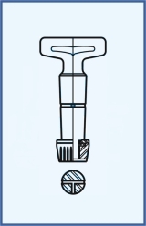 stopcock key grounded with 3 way boring for 3 way stopcocks including O Ring, nut and washer