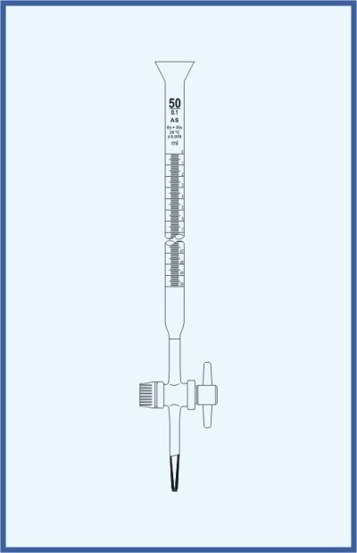 Burettes with conical cup, QUALICOLOR - with straight stopcock - PTFE key, class AS