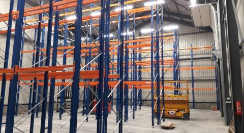 New modern four-storey warehouse for materials and products.