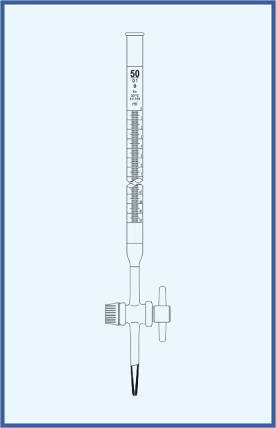 Bürette gerade Ausführung, QUALICOLOR - mit Einweghahn - PTFE-Küken, mit Schellbach-Streifen, Klasse B