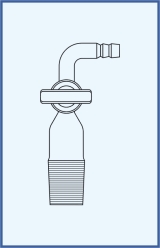 Einweghahn mit Schliff und gebogener Olive, mit Glas-Küken, 14,5 mm