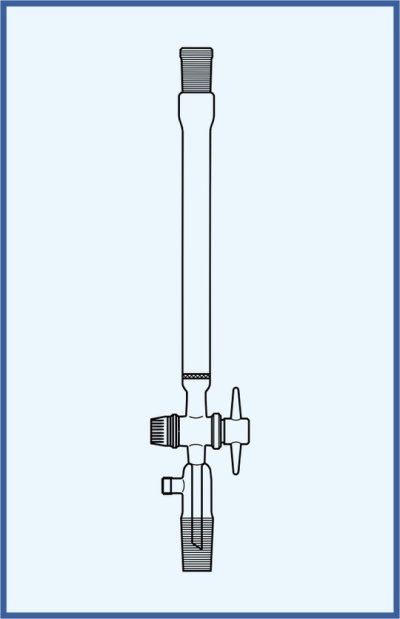 Chromatographie-Säule - mit Frite (Porosität 0) und NS Hülse, Hahn mit PTFE Küken und Kern mit GL 18