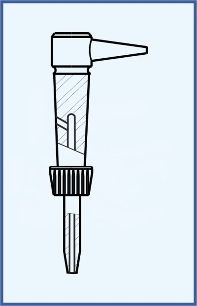 stopcock key - lateral with tip, PTFE including O ring, nut and washet