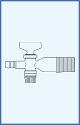 Einweghahn mit Schliff und gerader Olive, mit Glas-Küken, 14,5 mm