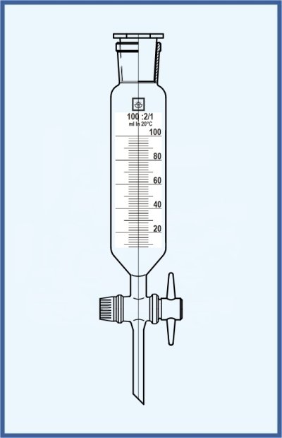 Funnels separatory cylindrical - with SJ stopper and teflon SJ stopcock