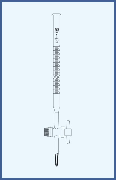 Burettes straight form, QUALICOLOR - with straight stopcock - PTFE key, class B