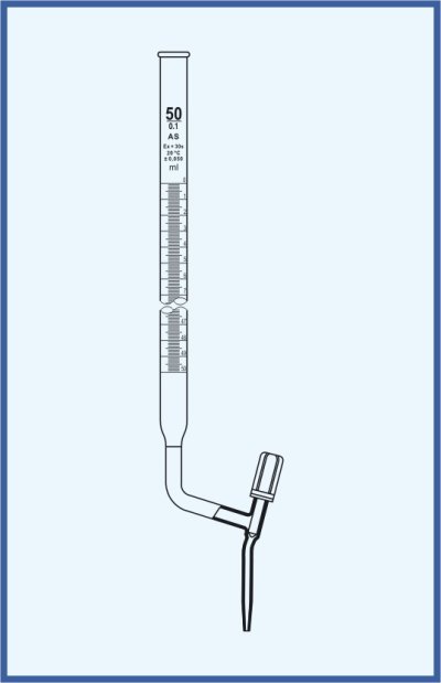 Burettes straight form, QUALICOLOR - with lateral PTFE valve - class AS