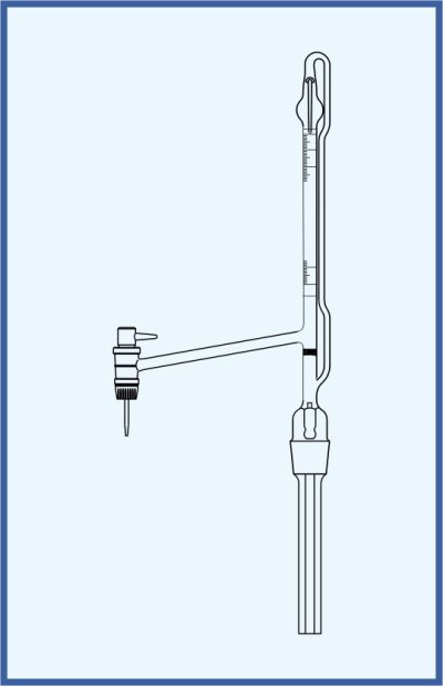 Automatic burettes according to Pellet - lateral key, QUALICOLOR - lateral PTFE key, with Schellbach stripe, class AS