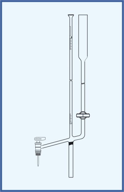 Microburettes according to Bang - with lateral stopcock, lateral glass key, with intermediate stopcock with glass key, class AS