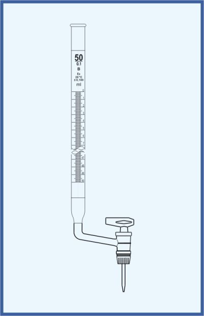 Burettes straight form, QUALICOLOR - lateral key - lateral glass key, with Schellbach stripe, class B