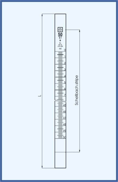 Burette tubes - with printing, with Schellbach stripe, class B