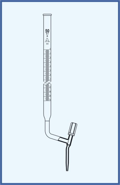 Burettes straight form, QUALICOLOR - with lateral PTFE valve - class B