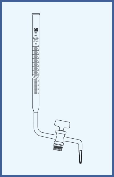 Burettes straight form, QUALICOLOR - with lateral stopcock - glass key, class AS