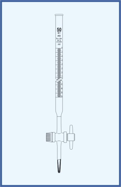 Burettes straight form, QUALICOLOR - with straight stopcock - PTFE key, class AS