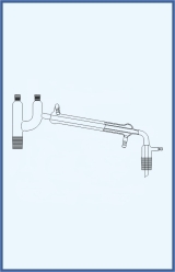 Destilační kolona podle Claisena, s vakuovým adaptérem a olivkami
