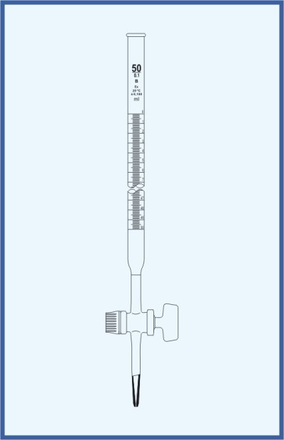 Burettes straight form, QUALICOLOR - with straight stopcock - glass key, class B