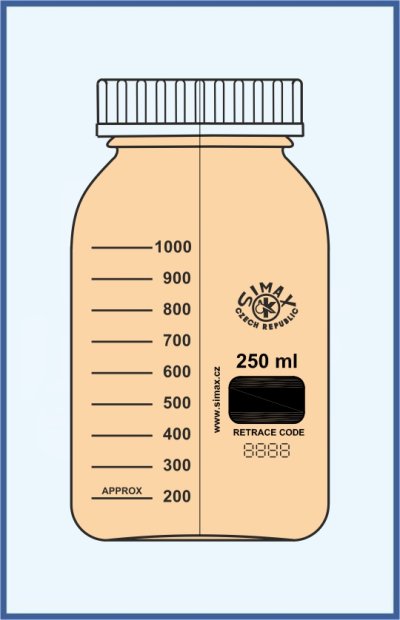 Reagent bottles acc. to DIN - square, with blue cap 140 °C resistant, screw GL 80 - amber