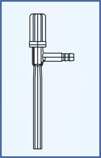Stopcocks, valve and keys - valve with PTFE needle + hose connection
