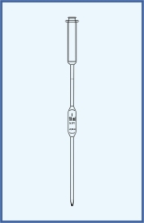 One-mark pipette, enlarged form, class AS, with glass piston