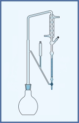 Apparatus for determination of volatile oil in drugs - with accessories