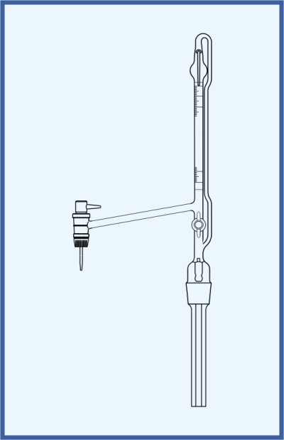 Automatische Bürette nach Pellet - seitliches Küken, QUALICOLOR - seitliches PTFE Küken, mit Umlaufhahn mit PTFE-Küken, mit Schellbach-Streifen, Klasse AS