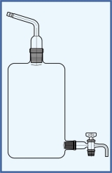 Woulf bottle with neck and outlet + stopcock and connecting tube