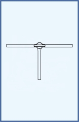 Dreiweghahn, komplett mit Glas-Küken, T - Bohrung