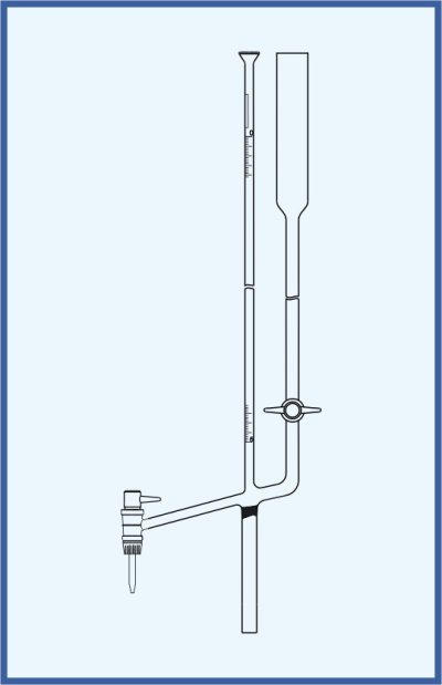 Microburettes according to Bang - lateral stopcock, lateral PTFE key, with intermediate stopcock with PTFE key, class AS