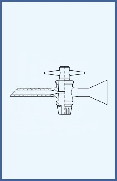 single way stopcock for separatory funnels, PTFE key, with wide tube, complete