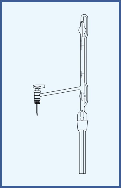 Automatic burettes according to Pellet - lateral key, QUALICOLOR - lateral glass key, with intermediate stopcock with glass key, class AS