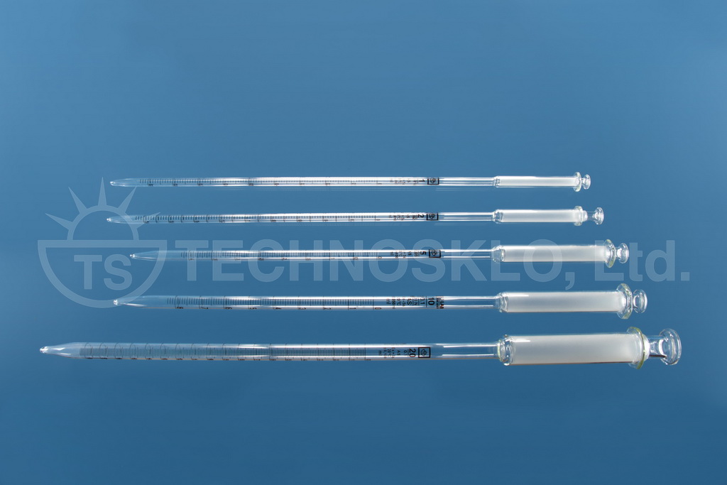Graduated pipette, class B, with glass piston