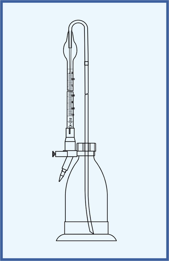 Automatic burette according to Schilling with accessories, bottle 1000